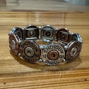 12 GA Shotgun Shell Bracelet - Silver-Tone Ammo Link